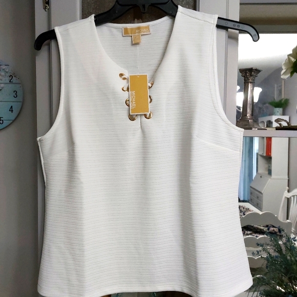 Michael Kors Tops - Michael Kors White Sleeveless Top L NWT